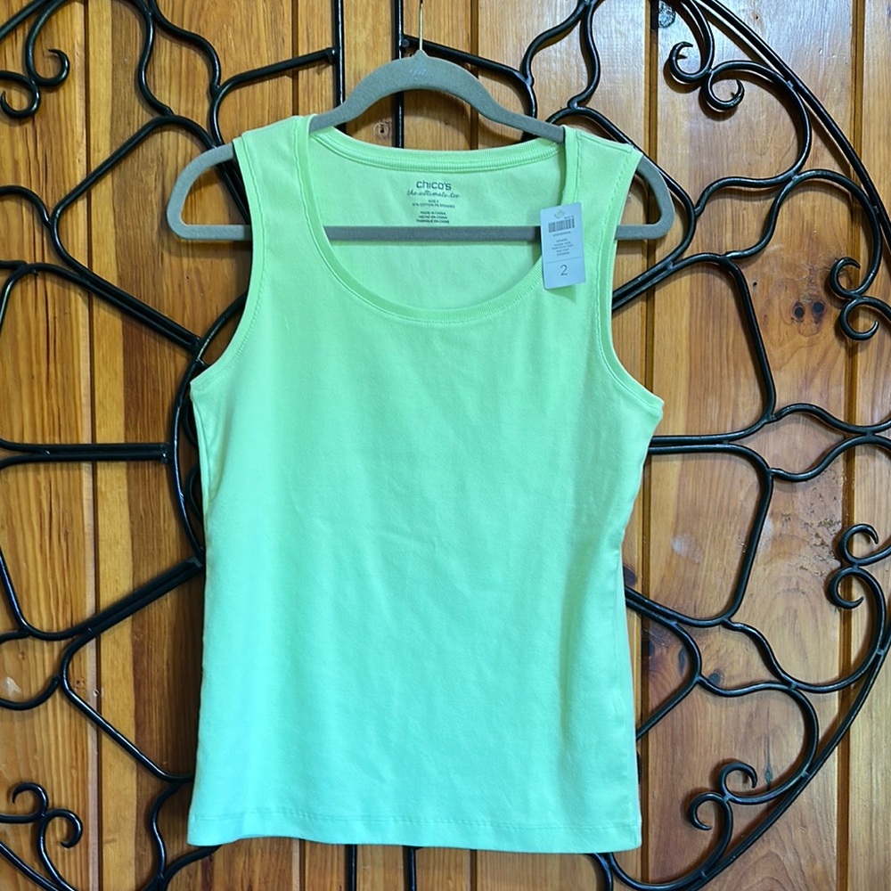 Chico's Green Fitted Sleeveless Tank Top